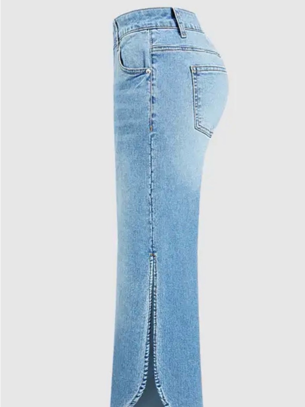 Wide Leg Split Hem Light Blue Women's Jeans Flaminglas brand, stretch - Picture 3 of 3